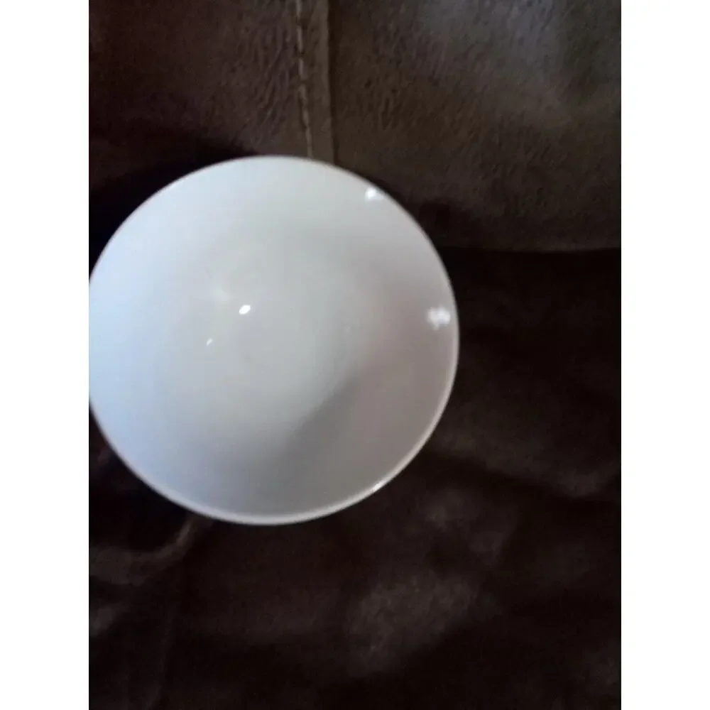 Japanese Porcelain 2.5 Inch Rice Bowl Vtg Chawan Red Tan Black Flower Leaf